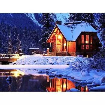 5D DIY Алмазная картина Снежный дом Вышивка Мозаика Вышивка крестом Стразы Украшения 20X30CM