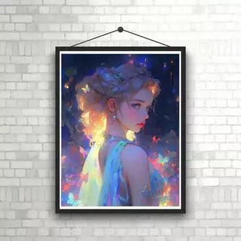 5D DIY Алмазная картина со стразами без рамы 1 шт. 11,8x15,7 дюйма, красочный женский узор Мозаика со стразами Алмазная картина Набор, Набор для рисования бриллиантами Round drill 30x40cm