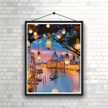 5D DIY Алмазная картина со стразами без рамы, Река в сумерках, Мозаика, Набор алмазов со стразами, Набор картин с бриллиантами Round drill 30x40cm