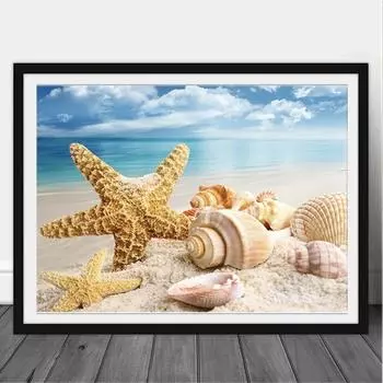 5D DIY Алмазная картина со стразами, красивый пляжный узор, мозаика, набор алмазов со стразами, комплект картин с бриллиантами Round drill 30x40cm