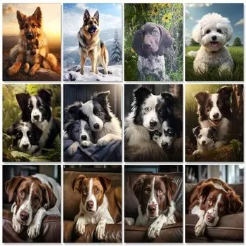 5D Diy Алмазная картина Собака Алмазная вышивка Полные квадратные стразы Картины Вышивка крестом Мозаика Ремесло Домашний декор Full Round 20x30CM