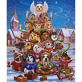 5D DIY Алмазная картина Собака Семья Набор для вышивки крестом Мозаика Алмазная вышивка Роза Полный круглый/квадратный дрель Украшение дома Round 20x30cm