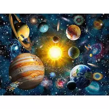 5D DIY Алмазная картина Солнечная система Вселенная Алмазная вышивка Полный мозаичный набор Наборы для вышивки крестом Домашний декор Подарки ручной работы Round 20x30cm
