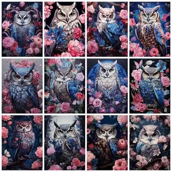 5D Diy Алмазная картина Сова Цветок Домашний декор Полная квадратная/круглая вышивка Мозаика Животное Ручная работа Подарок Full Round 20x30CM