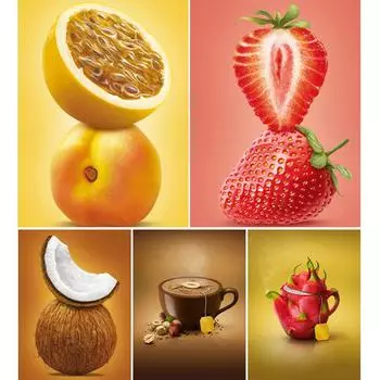 5D DIY Алмазная картина Статическая фруктовая чашка Кокосовый набор для вышивки крестом Полная квадратная вышивка Мозаика Искусство Картина со стразами Декор Full Round 20x30CM