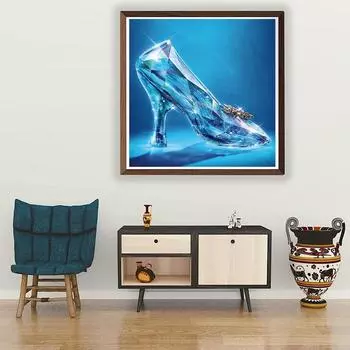 5D Diy Алмазная картина Стеклянные тапочки Алмазная вышивка Полный набор аниме Наборы для вышивки крестом Домашний декор Подарок ручной работы Round 30x30cm