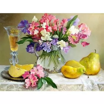 5D Diy Алмазная картина Стол Цветы Алмазная вышивка Крестом Домашний декор Подарки ручной работы Round 20x30cm