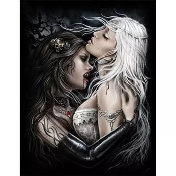 5D DIY Алмазная картина Страшная женщина Алмазная вышивка Полный набор мозаики Вышивка крестом Домашний декор Подарки ручной работы Round 20x30cm