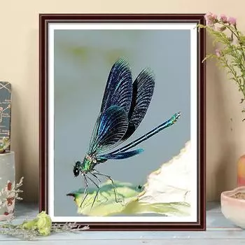 5D DIY Алмазная картина Стрекоза Картина Набор для вышивки крестом Мозаика Алмазная вышивка Роза Полный круглый/квадратный дрель Украшение дома Round 30x40cm