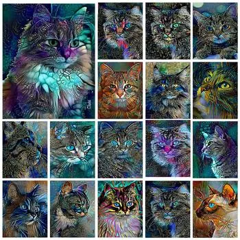5D DIY Алмазная картина Сверхъестественный кот Алмазная вышивка Набор для вышивки крестом Полный горный хрусталь Мозаика Домашний декор Round 20x30cm