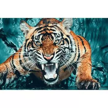 5D DIY Алмазная картина Свирепый тигр Вышивка Крестом Горный хрусталь Мозаика Домашний декор 20X30CM
