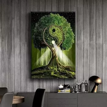 5D Diy Алмазная картина Тай-Чи дерево Набор Полный Алмазная вышивка Мозаика Художественная картина Стразы Декор Подарок Full Round 20x30cm