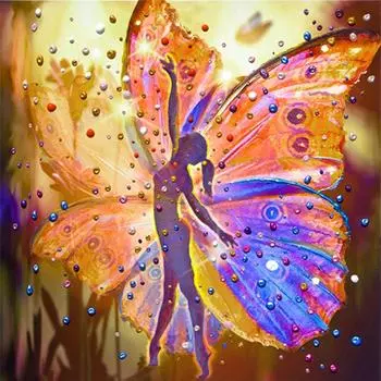 5D DIY Алмазная картина Танцовщица Фея Алмазная вышивка Бабочка Картина Декор Домашний подарок 30X30CM