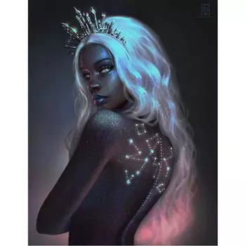 5D DIY Алмазная картина Темная кожа Девушка Набор для вышивки крестом Мозаика Алмазная вышивка Роза Полный круглый/квадратный дрель Украшение дома Round 20x30cm