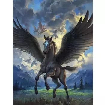 5D DIY Алмазная картина Темная лошадь Набор для вышивки крестом Мозаика Алмазная вышивка Роза Полный круглый/квадратный дрель Украшение дома Round 20x30cm