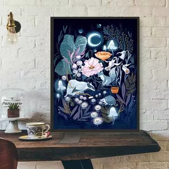 5D DIY Алмазная картина Темный цветок Набор для вышивки крестом Мозаика Алмазная вышивка Полный круглый/квадратный дрель Украшение дома Round 30x40cm