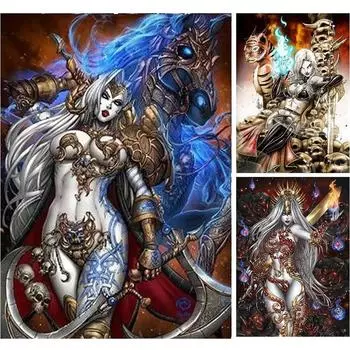 5D DIY Алмазная картина Темный воин Алмазная вышивка Полный набор Наборы для вышивки крестом Домашний декор Подарки Round 20x30cm