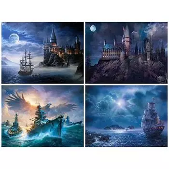 5D DIY Алмазная картина Темный замок Академия Алмазная вышивка Набор для вышивки крестом Полный горный хрусталь Мозаика Домашний декор Round 20x30cm