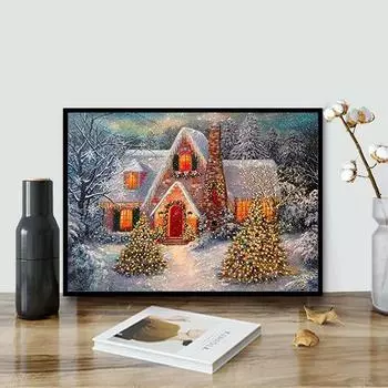 5D DIY Алмазная картина Теплый дом Набор для вышивки крестом Мозаика Алмазная вышивка Полный круглый/квадратный дрель Украшение дома Round 30x40cm