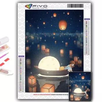 5D Diy Алмазная картина Thaise Lampion и цветок лотоса Светлая вышивка крестом Полная Алмазная вышивка Мозаика Full Round 20X30CM