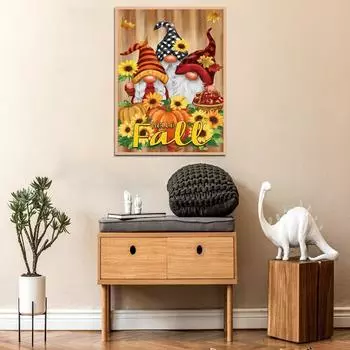 5D Diy Алмазная картина «Три гнома и подсолнух» Алмазная вышивка Полный набор аниме Наборы для вышивки крестом Домашний декор Подарок ручной работы Round 25x25cm