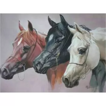 5D DIY Алмазная картина Три лошади Набор для вышивки крестом Мозаика Алмазная вышивка Роза Полный круглый/квадратный дрель Украшение дома Round 20x30cm