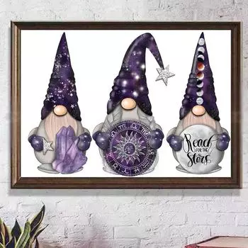 5D DIY Алмазная картина «Три маленьких фиолетовых старика» Набор для вышивки крестом Мозаика Алмазная вышивка Роза Полный круглый квадратный дрель Украшение дома Round 30x40cm