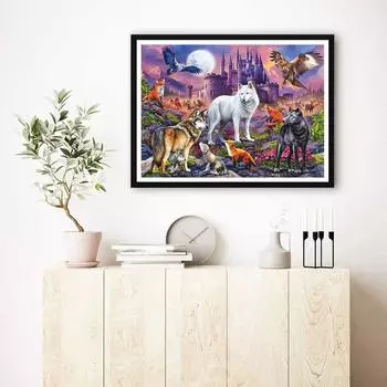 5D Diy Алмазная картина «Три волка», набор для вышивки крестом, полная алмазная вышивка, мозаика, художественная картина, декор из страз, подарок Full Round 30x40cm