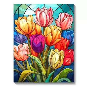 5D DIY Алмазная картина Тюльпан Цветок Полная круглая Алмазная мозаика Вышивка крестиком Набор для украшения дома Искусство Хобби Подарки