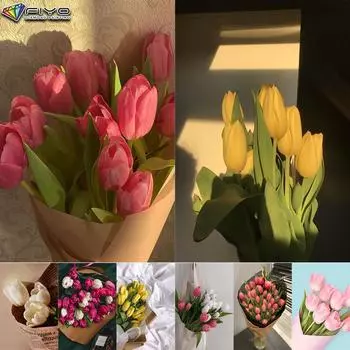 5D Diy Алмазная картина Тюльпаны Вышивка крестиком Полная Алмазная вышивка Мозаика Full Round 20X30CM