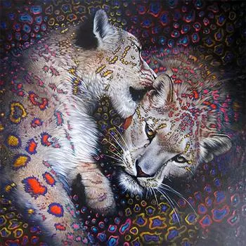 5D Diy Алмазная картина Твин Леопарды Алмазная вышивка Полный набор аниме Наборы для вышивки крестом Домашний декор Подарок ручной работы Round 25x25cm