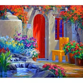 5D DIY Алмазная картина Угол двери Вышивка Крестом Горный хрусталь Мозаика Домашний декор 20X30CM