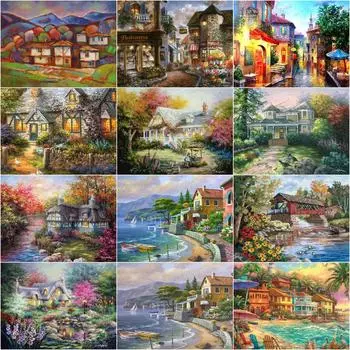 5D DIY Алмазная картина Уличная мозаика Распродажа Алмазная вышивка Дом Пейзаж Горный хрусталь Искусство Домашний декор Подарок Full Round 20x30CM