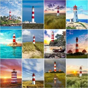 5D DIY Алмазная картина Уличные стразы Фотографии Архитектура Пейзаж Алмазная мозаика Мультфильм Новое поступление Домашний декор Full Round 20x25CM