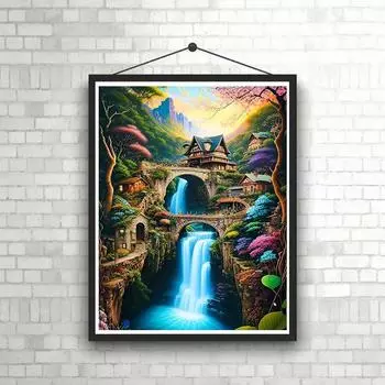 5D DIY Алмазная картина Уникальный комплект для вышивки крестом для домика Мозаика Алмазная вышивка Роза Полный круглый квадратный дрель Украшение дома Round 30x40cm