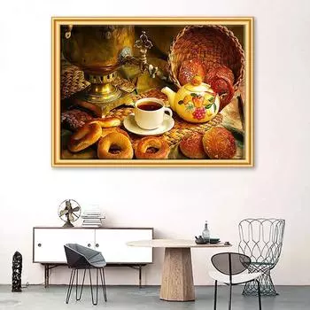 5D Diy Алмазная картина Уютный послеобеденный чай Вышивка Мозаика Художественная картина Стразы Декор Подарок Full Round 30x40cm