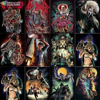 5D Diy Алмазная картина Ужас Хэллоуин Вышивка крестом Полный Алмазная вышивка Мозаика Full Round 20X30CM