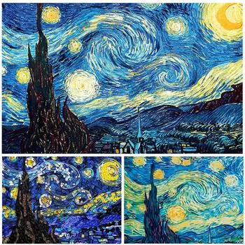 5D DIY Алмазная картина Ван Гог Звездное небо Алмазная вышивка Набор для вышивки крестом Абстрактная мозаика Художественная картина Украшение дома Подарок Full Round 20x30CM