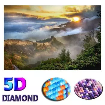 5D DIY Алмазная картина Великая стена Пейзаж Вышивка крестиком Алмазная вышивка 20X30CM
