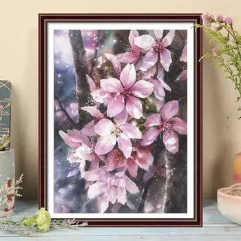 5D DIY Алмазная картина Великолепная вишня в цвету Набор для вышивки крестом Мозаика Алмазная вышивка Роза Полный круглый квадратный дрель Украшение дома Round 40x50cm