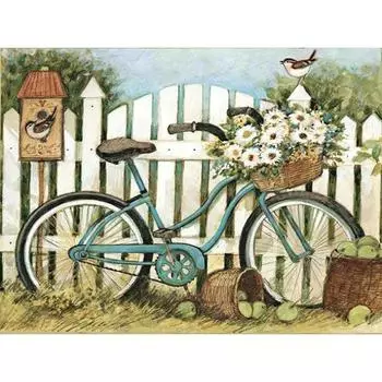 5D DIY Алмазная картина Велосипед Цветы Алмазная вышивка крестом 20X30CM