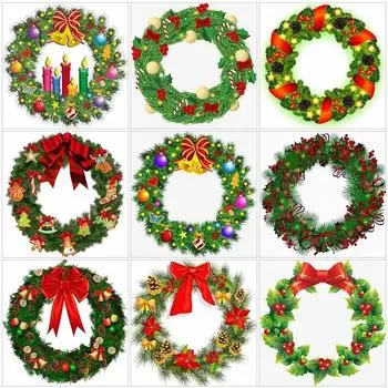 5D DIY Алмазная картина Венок Рождественский колокольчик Трава Стежка Картина Домашний декор Алмазный художественный комплект Подарок Decoracion 20x20CM