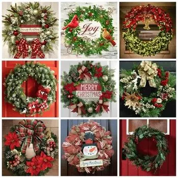 5D DIY Алмазная картина Венок Санта-Клаус Медведь Рождественская вышивка Картина Домашний декор Алмазный художественный подарок Decoracion 20x20CM