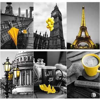 5D DIY Алмазная картина Вид на улицу Алмазная вышивка Хроматическая художественная вышивка крестиком Ремесла Полный круглый дрель Домашний декор Подарок Full Round 15x20CM