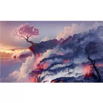 5D Diy Алмазная картина Вишневое дерево Алмазная вышивка Крестом Домашний декор Подарки ручной работы Round 20x30cm