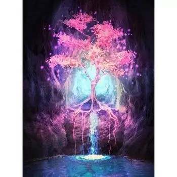5D DIY Алмазная картина Вишневое дерево Алмазная вышивка Полный мозаичный набор Наборы для вышивки крестом Домашний декор Подарки ручной работы Round 20x30cm