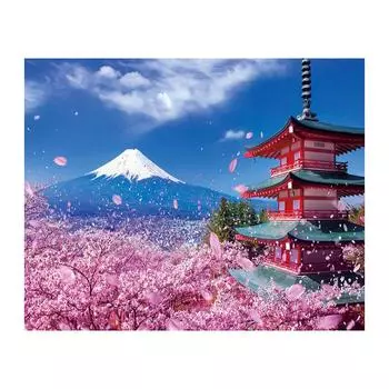 5D Diy Алмазная картина Вишневый цвет Фудзи Алмазная вышивка Крестом Домашний декор Подарки ручной работы Round 20x30cm