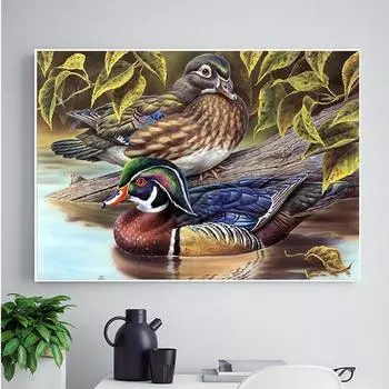 5D DIY Алмазная картина Вода Утка Вышивка Крестом Горный хрусталь Мозаика Домашний декор 20X30CM