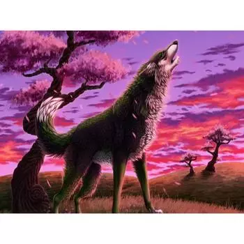 5D DIY Алмазная картина Волк Алмазная вышивка Крестом Горный хрусталь Мозаика Картина 20X30CM