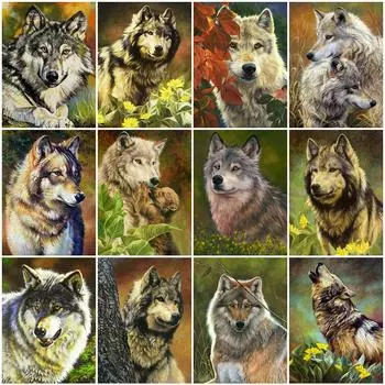 5D DIY Алмазная картина Волк Мозаика Искусство Алмазная вышивка Животные Полный квадратный круглый дрель Настенные украшения Full Round 20x25CM